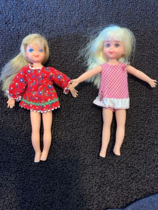 Vintage Chris & Tutti 6 " Barbie Family Sister Dolls Mattel 1966 Japan Tagged
