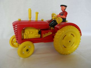 Antique Diecast Plastic Toy Farm Tractor Driver Wind - Up Reliable Massey Harris