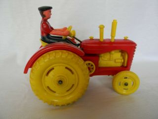 ANTIQUE DIECAST PLASTIC TOY FARM TRACTOR DRIVER WIND - UP RELIABLE MASSEY HARRIS 3