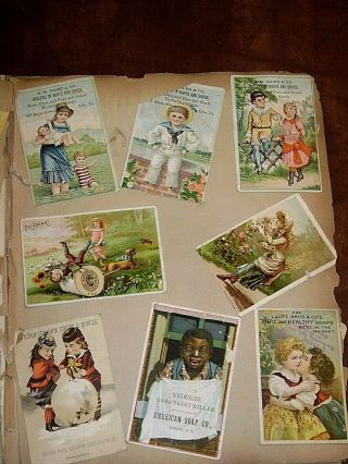 Antique Victorian Scrapbook Album Trade Cards Calling Cards Die Cuts Greeting 5