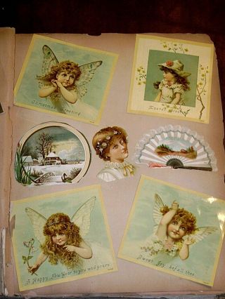 Antique Victorian Scrapbook Album Trade Cards Calling Cards Die Cuts Greeting 6