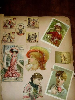 Antique Victorian Scrapbook Album Trade Cards Calling Cards Die Cuts Greeting 7