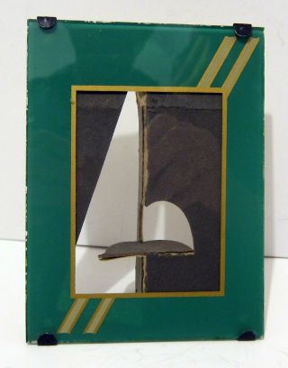 Art Deco All - Glass Frameless Picture Frame - Small - Green And Gold - Vintage