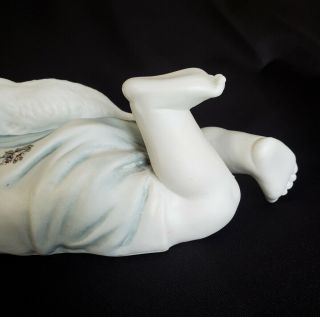 Large Antique Victorian Germany Bisque Porcelain Piano Baby Figurine w/ Cat 6