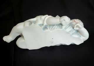 Large Antique Victorian Germany Bisque Porcelain Piano Baby Figurine w/ Cat 7