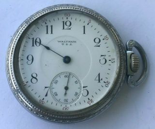 16s - Antique 1919 Waltham Hand Winding Pocket Watch With Seconds Hand Register