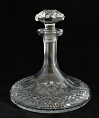 Antique Large Cut Glass Crystal Ship Decanter With Stopper