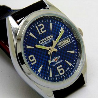 Citizen Automatic Men,  S Steel Vintage Blue Dial Wrist Watch Run Order