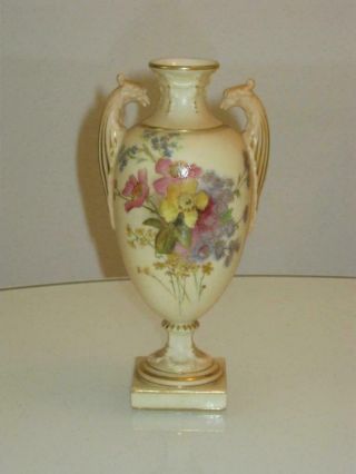 Stunning Antique Handpainted Royal Worcester Blush Ivory Vase