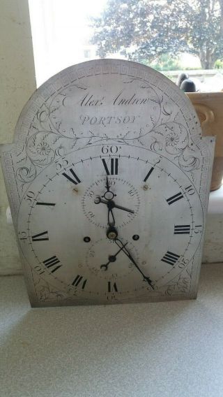 Antique Longcase Grandfather Clock Movement & Dial / Face - Alex Andrew Portsoy