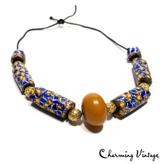 Vintage Antique Millefiori Venetian African Trade Beads Necklace