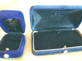 2 Fabulous Antique Velvet Jewelry Boxes With Pearl Push Button Clasp 4