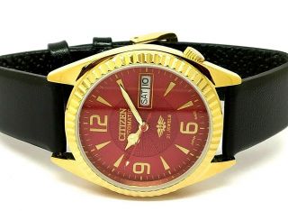 Vintage Citizen Automatic Hand Wending Gents Red Plated Wrist Watch Run Order