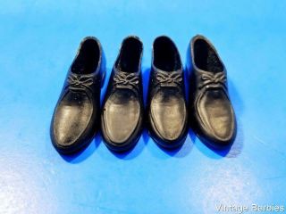 (2) Pair Ken Doll Black Rubber Shoes Japan Vintage 1960 