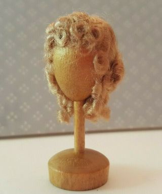Dollhouse Miniature Vintage Wig On Stand,  Artisan Made,  1:12