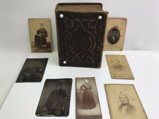 Antique Photo Album With 50,  Pictures,  Most Tintypes,  From Illinois