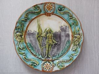 Joan Of Arch : Antique French Majolica Plate From The Antique Onnaing Pottery