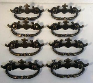 8 Vintage 1960’s Antique Colonial Chippendale Hardware Drawer Pulls C7