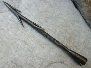 Antique Primitive Handmade Ornate Iron Harpoon Hunting Spear Fishing Four Barb
