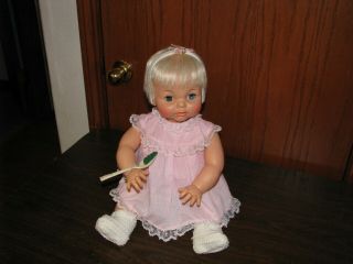 Vintage 20 " Ideal Real Live Lucy Toddler Doll 1965 Bobble Nodder Head