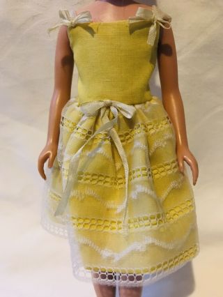 Vintage Yellow Dress With White Trim 1963 Skipper Barbie Doll Clothes