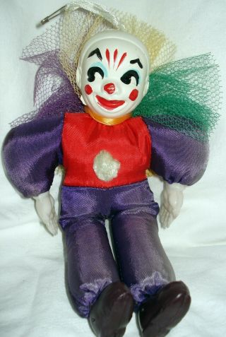 Vintage Circus Carnival Cane Clown Toy Celluloid Head 8 " Euc