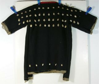 1880s Native American Sioux Indian Cowrie Shell Decorated Trade Cloth Dress