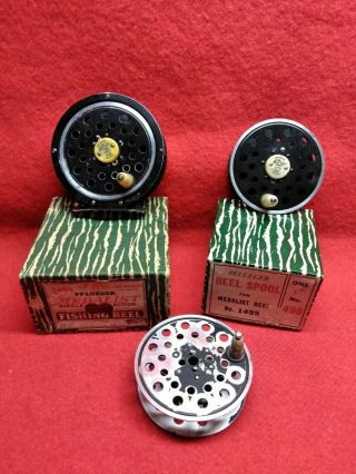 Vintage Pflueger Medalist Early 50,  S 1495 Fly Reel/spare Spools In Boxes.