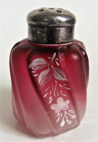 Antique Rubina Enamel Dithridge Princess Swirl Cranberry Victorian Glass Shaker