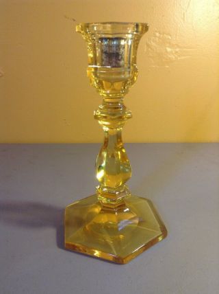 Vintage Antique Large Old Williamsburg Yellow Glass Candlestick Pedestal