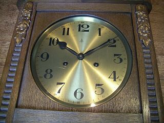 Antique Early 20th Century Oak Cased Gustav Becker Wall Clock with Chime (Key) 2