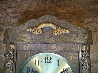 Antique Early 20th Century Oak Cased Gustav Becker Wall Clock with Chime (Key) 3