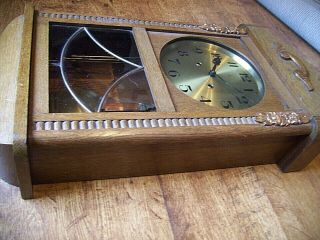 Antique Early 20th Century Oak Cased Gustav Becker Wall Clock with Chime (Key) 8