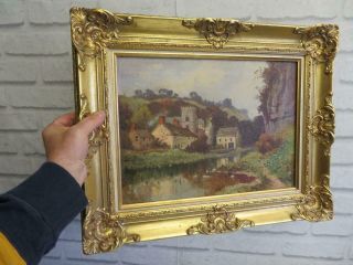 really old PAINTING antique oil Landscape signed 1916 5