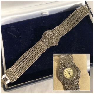 Vintage Jewellery Picador London Cocktail Silver Marcasite Set Wrist Watch