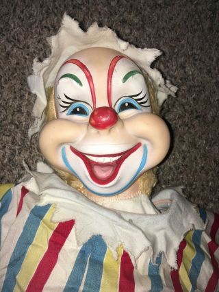 Vintage Rushton Rubber Face Clown Stuffed 19 - 20 