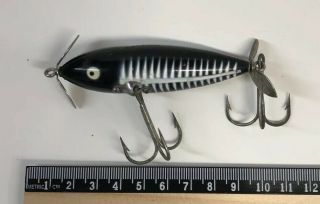 Vintage Heddon Wouned Spook Old Fishing Lure Black Shore Minnow