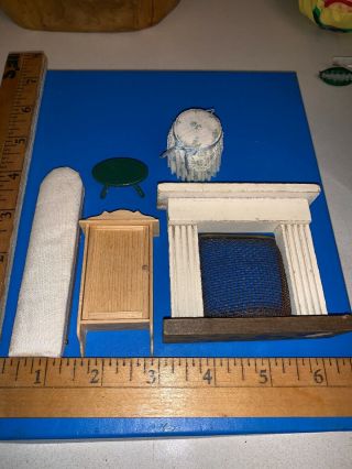 Miniature Doll House Furniture Vintage Future Set Of 5 Fireplace Mantle,  Cabinet