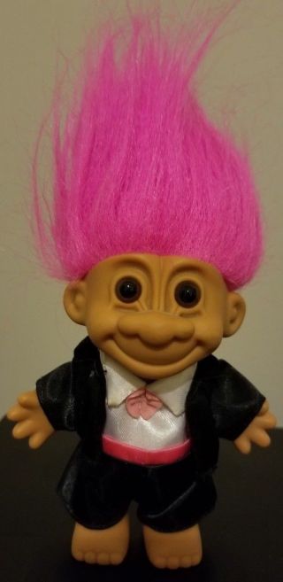Vintage Russ Troll Doll Pink Hair Groom Wedding Tuxedo