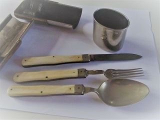 Antique WWI Officers campaign cutlery set 3