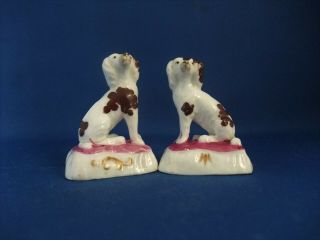 ANTIQUE 19THC STAFFORDSHIRE POTTERY FIGURES OF SPANIEL DOGS C1840 - EX D.  RICE 5