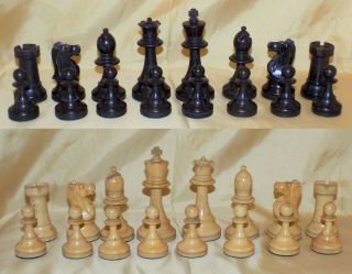 Antique / Vintage Quality Hand Crafted & Weighted Large Staunton Chess Piece Set
