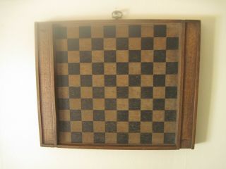 Vintage Antique Checker Board And Chess Board Double Sided Wood