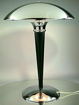 Art Deco Bauhaus Modernist Design Table Lamp Desk Light Chrome Black Reedition