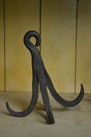 Antique Primitive Hand Forged Cast Iron 4 Prong Grappling Hook Anchor Blacksmith