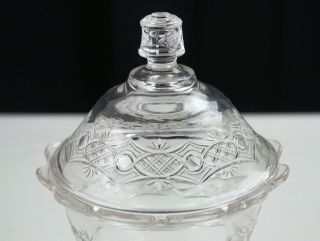 Bryce Walker Chain with Star Covered Sugar,  Antique EAPG Glass Bowl with Lid 3