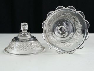 Bryce Walker Chain with Star Covered Sugar,  Antique EAPG Glass Bowl with Lid 5