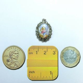 Lovely Antique Georgian Small Silver & Paste Portrait Miniature Picture Pendant