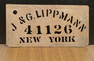 J & G Lippman Ny Antique Tin Apple Box Crate Stencil Vintage Sign Advertising