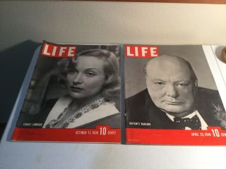 Antique Life Magazines Winston Churchill And Carole Lombard
